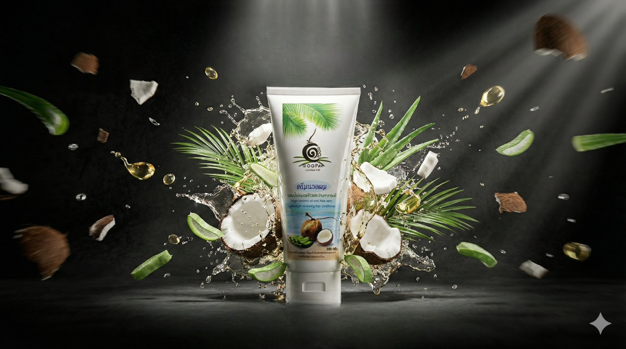 ครีมนวดผม ผสมน้ำมันมะพร้าวและว่างหางจระเข้